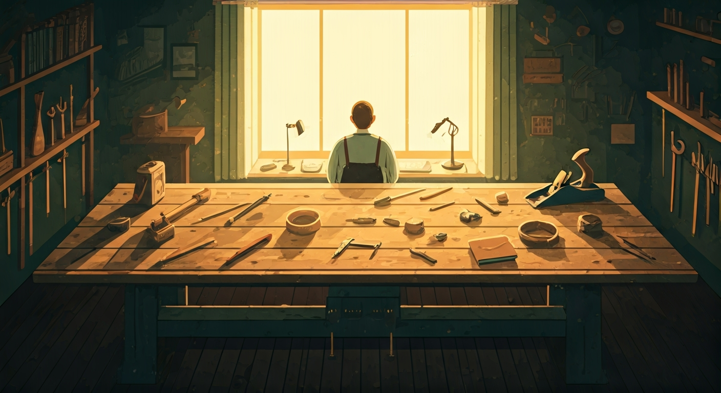 Two figures each following differently shaped paths through an open environment, both arriving at distinct but equally vibrant destinations — flat 2D illustration