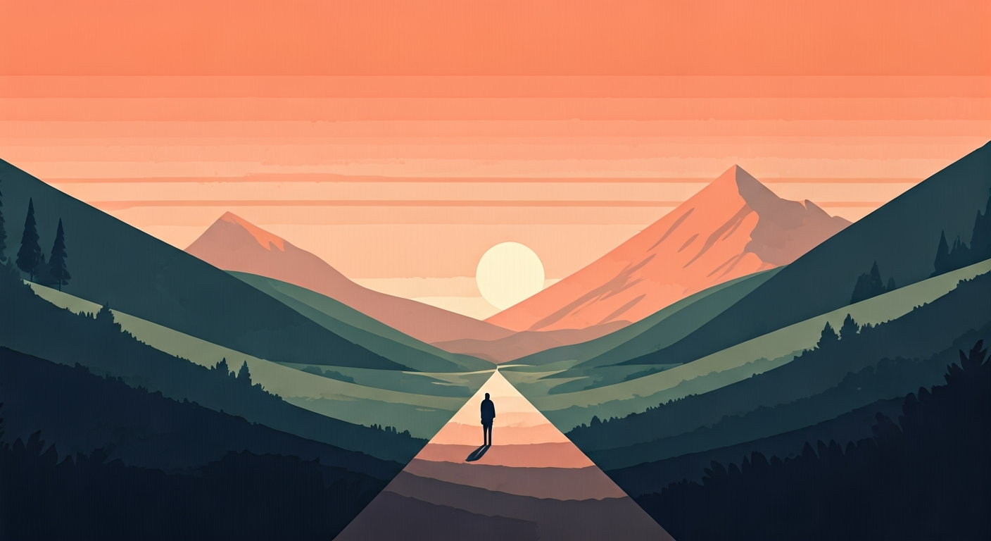 A clear, unadorned path stretching straight ahead through a slightly winding landscape, illustrating directness and a straightforward approach. A single, distinct signpost points unambiguously.
